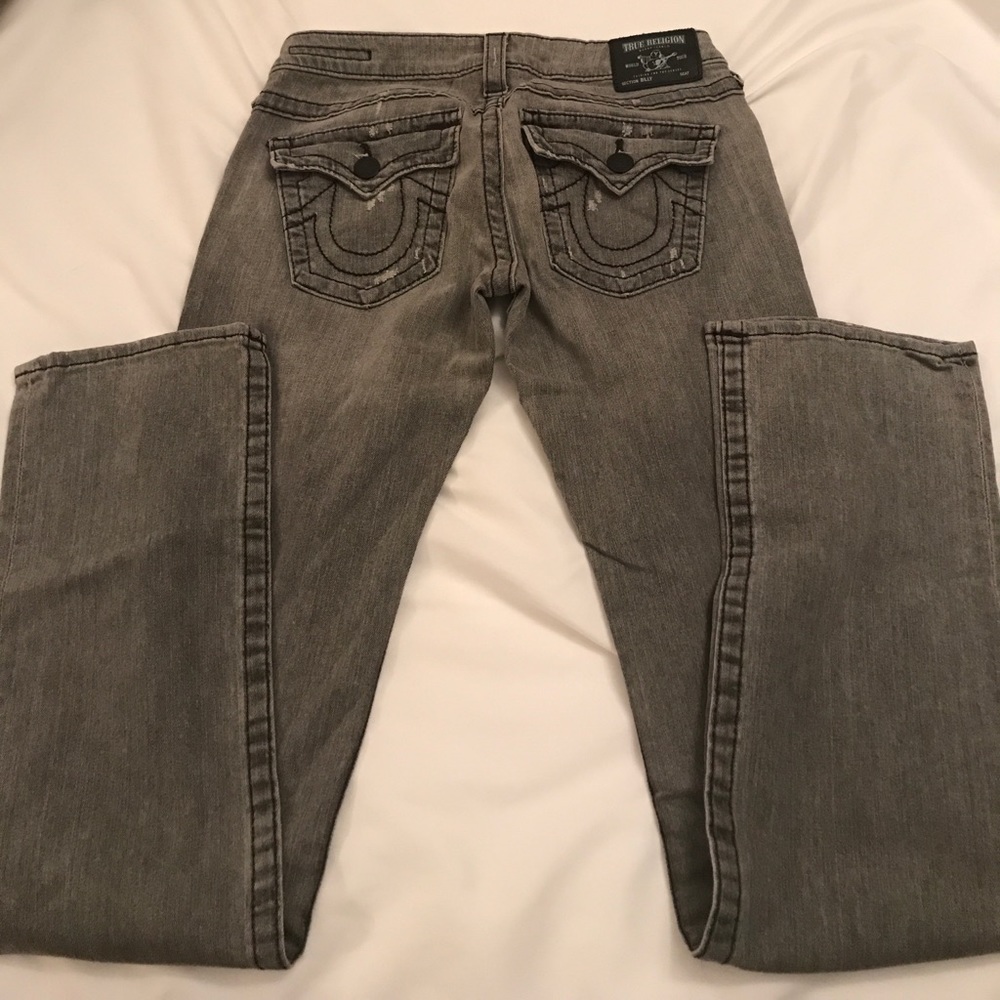 True Religion Gray Billy Straight Leg Jeans