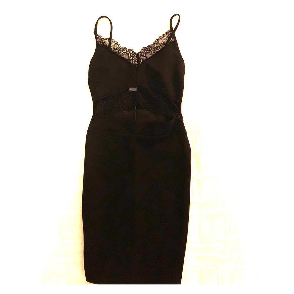 Black lace cut-out dress