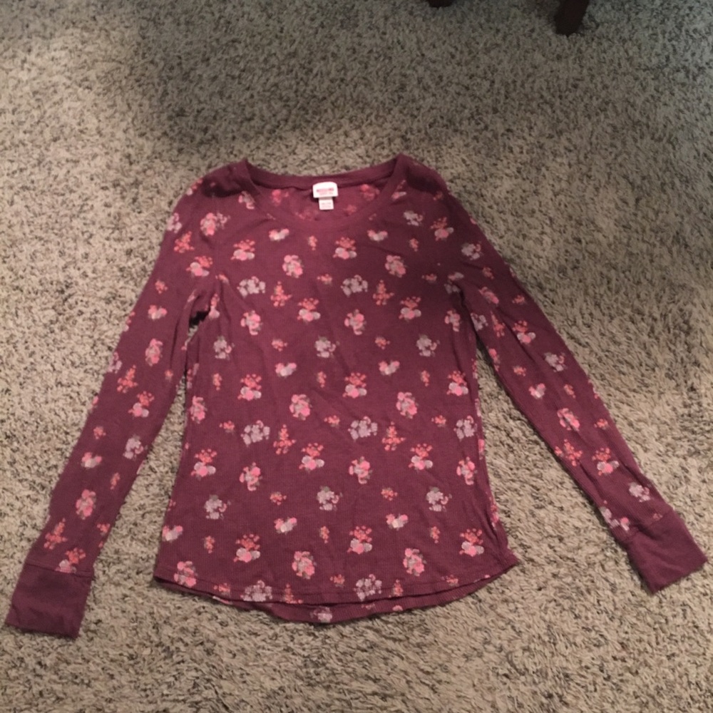Thermal, burgundy floral long sleeve top