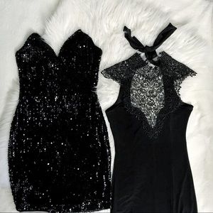Akira Black Sequin Dress & Lacey Black Dress