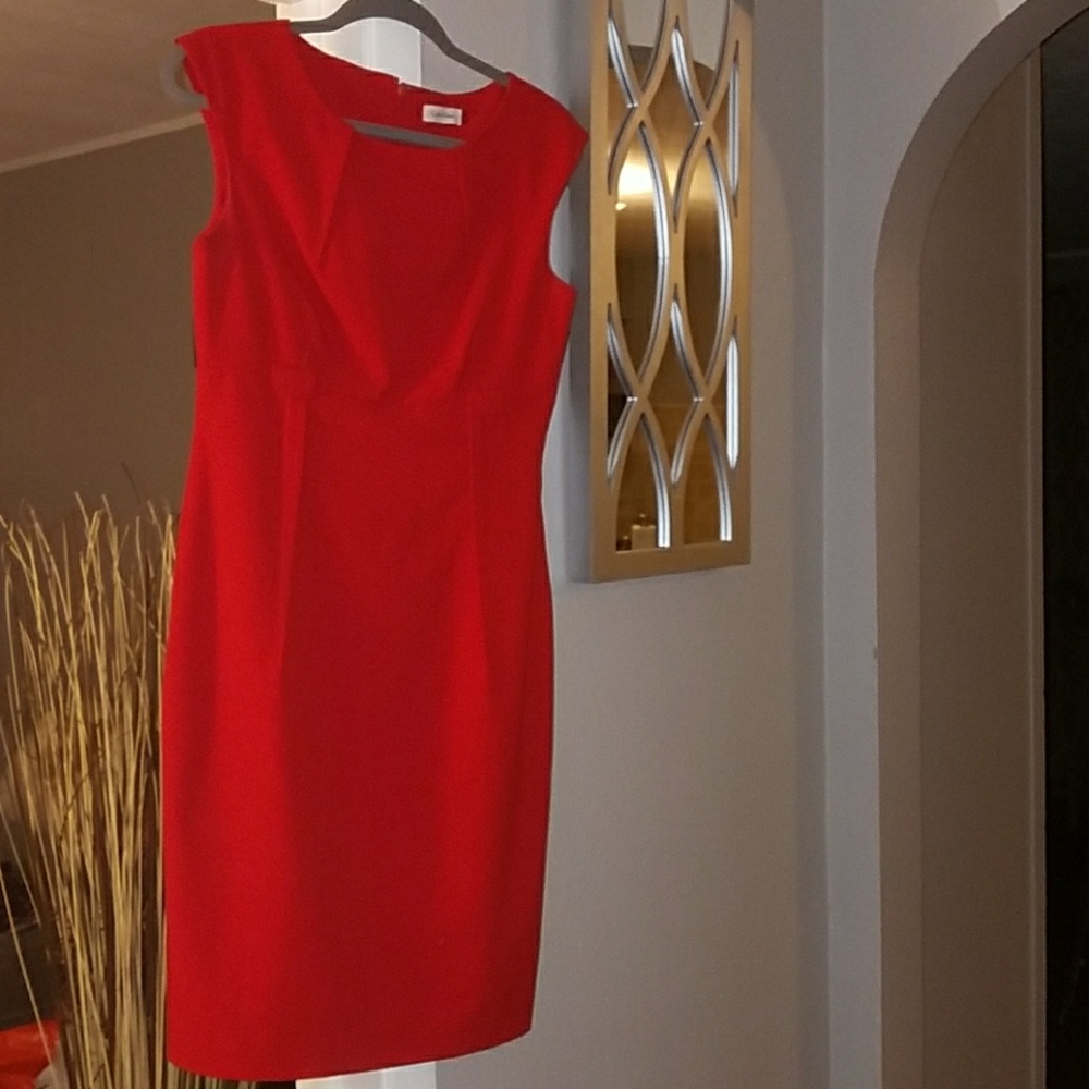 Red Calvin Klein dress size 8. Great condition.