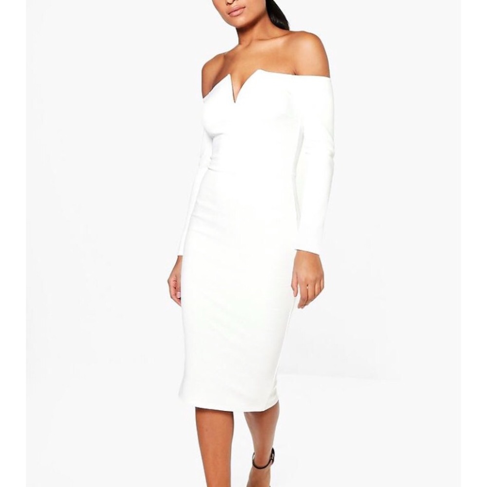 Long Sleeve White Off Shoulder Dress