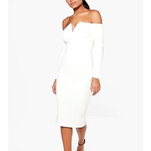 Long Sleeve White Off Shoulder Dress