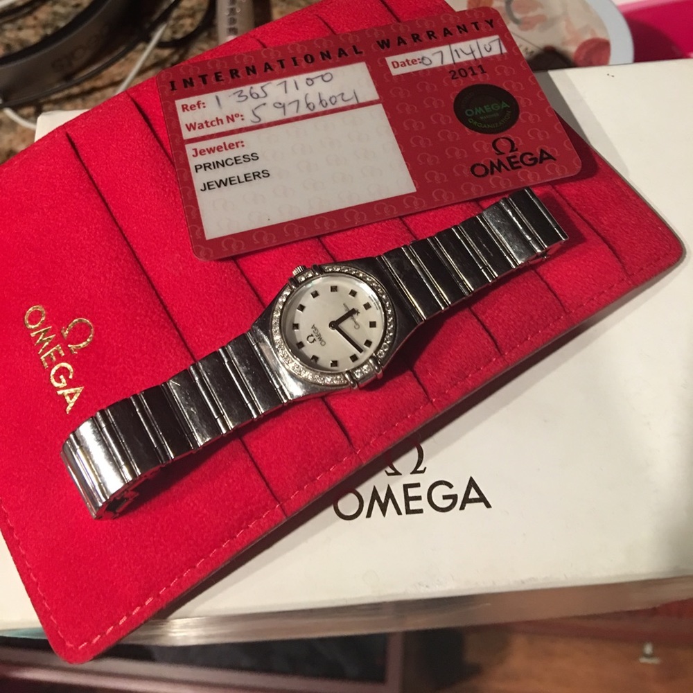 Omega constellation mini watch with diamonds