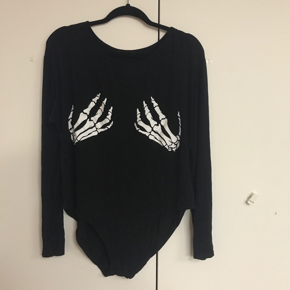 Cheeky Halloween Skull Hand Bodysuit