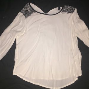 SOLD**White blouse lace shoulder