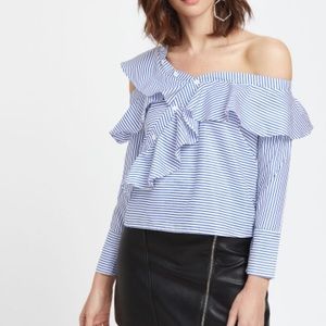 Shein off shoulder self portrait striped blouse
