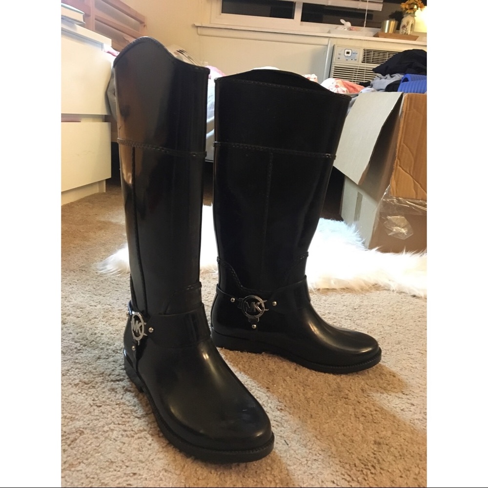Michael Kors Tall Rain Boots Black Brand New