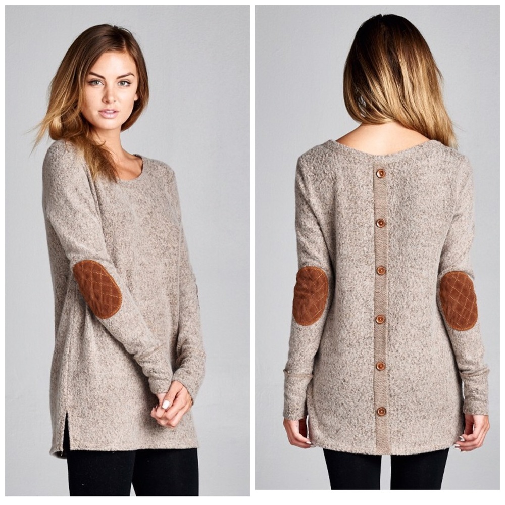 Mocha Suede Patch Top - Picture 2 of 2