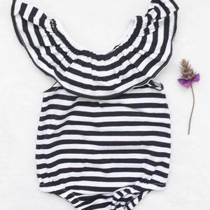 Baby girl striped off the shoulder romper