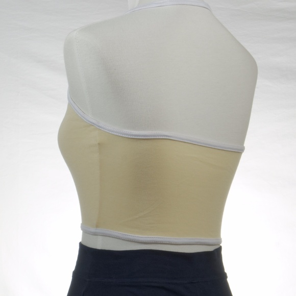 Sexy Cotton Stretchy Halter Crop Top Yellow/Beige - Picture 5 of 7