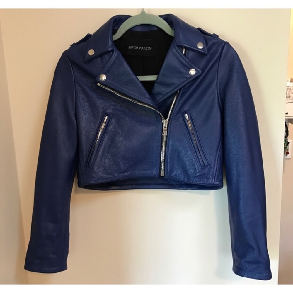 Reformation cropped leather jacket