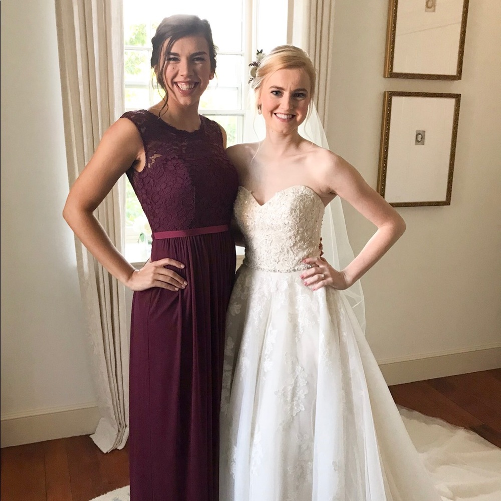 David's Bridal Bridesmaid Dress in Wine