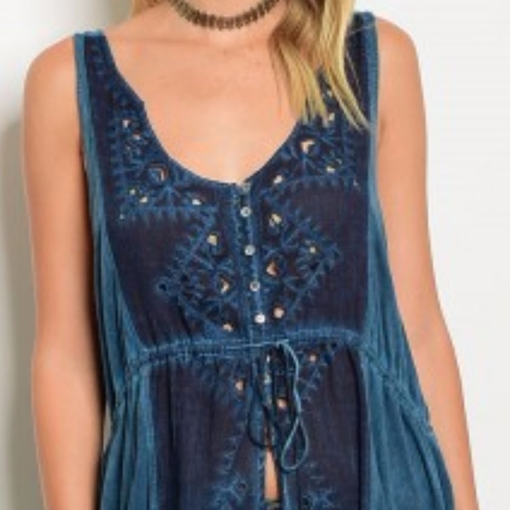 Sleeveless mineral wash tunic vest top. - Picture 4 of 4