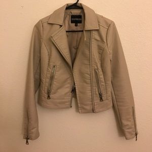 Cream Faux Leather Jacket