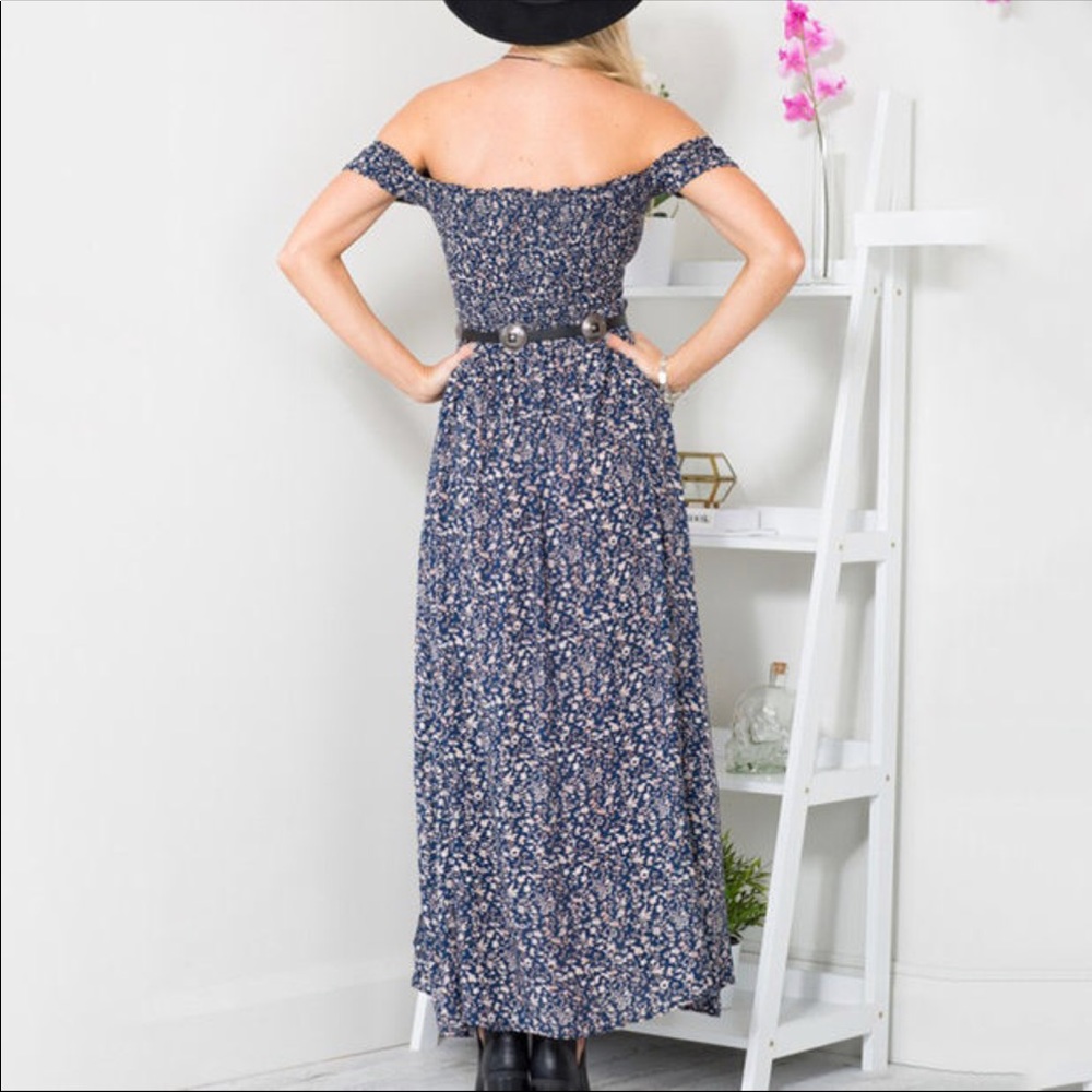 Boho Off Shoulder Maxi Side Slit Dress - Picture 6 of 8