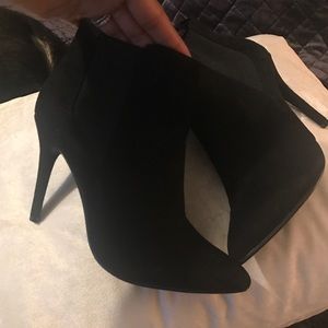 Cute black faux suede booties