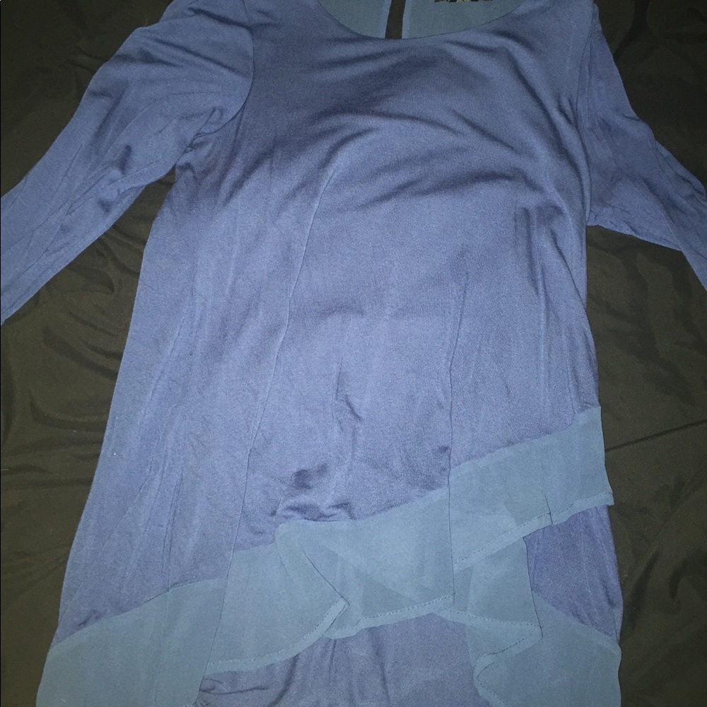 SOLD**Blue ruffled shear blouse