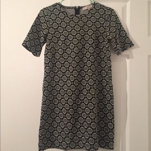 LOFT black & white floral print shift dress