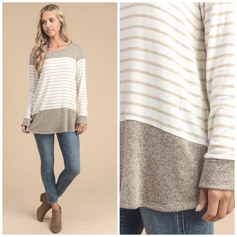 Blowout Sale Mocha Long Sleeve Top - Picture 3 of 3