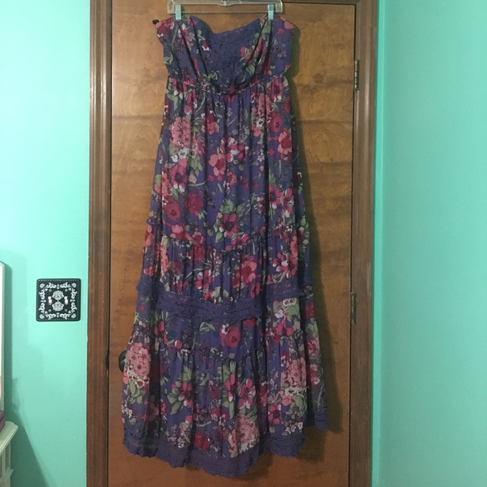 Torrid 3 floral lace tube top boho maxi dress