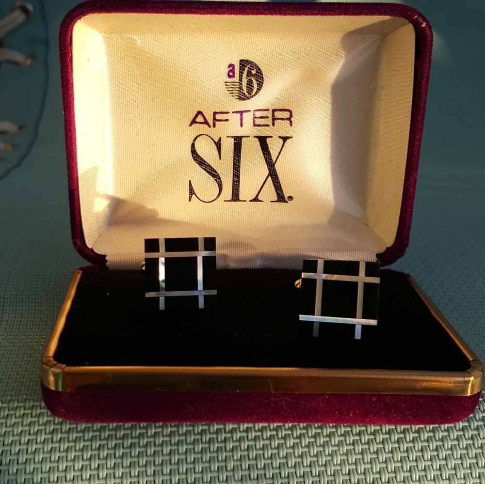 Black onyx and mother of pearl cufflinks