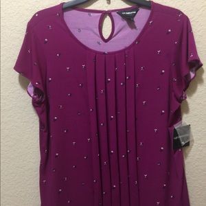 Liz Claiborne Short Sleeve Scoop Neck Paisley Top