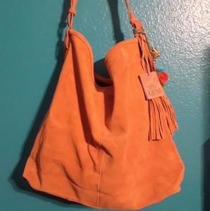 Brand New Amber Suede Hobo Tote Bag