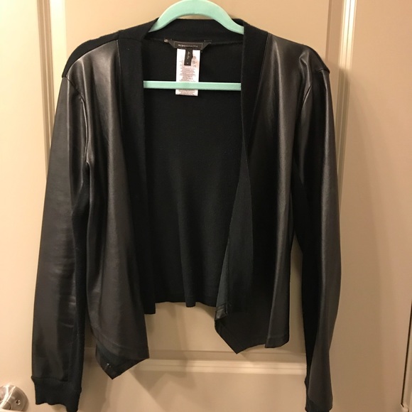 BCBGMaxAzria Sweaters - BCBG faux leather drapey cardigan - M