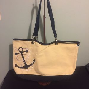 Retired Thirty One Canvas Crew Tote- Navy Anchor
