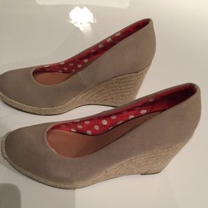 Super Cute Canvas Tan Wedges