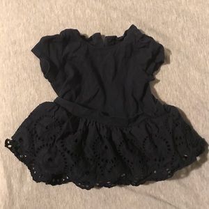 Baby gap navy blue T-shirt dress with eyelet skirt