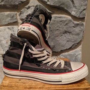 Converse Vintage Studded Flag Black Gray High Tops