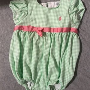Greencheckered Ralph Lauren romper worn once. 12mo