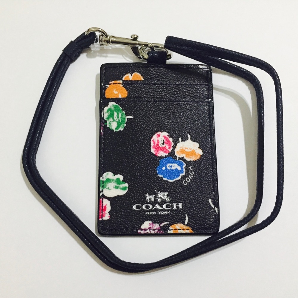NWT COACH Wildflower ID Lanyard Card Case Holder