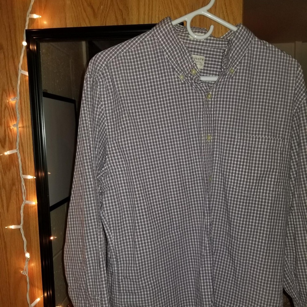 J Crew men's blue and white button down