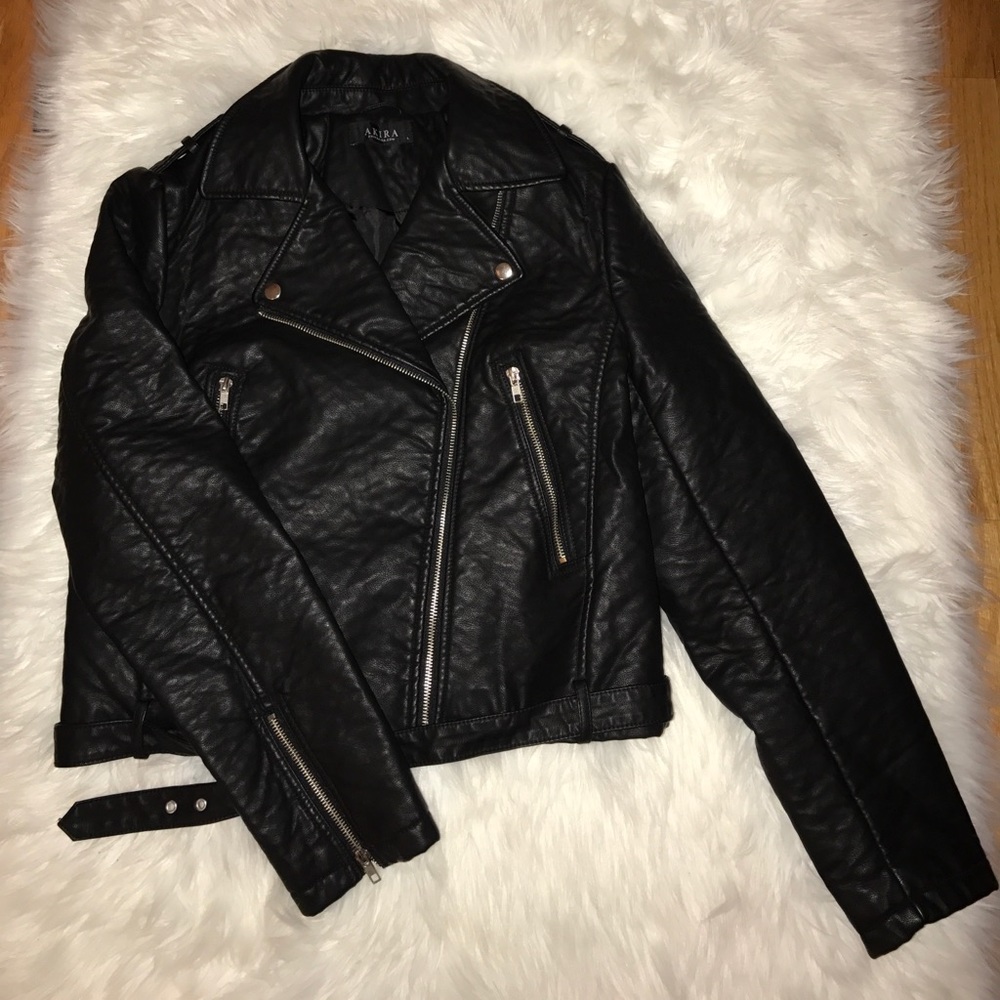 AKIRA Vegan Leather Moto Jacket