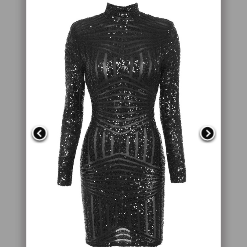 Black long sleeve House of CB sequin dress