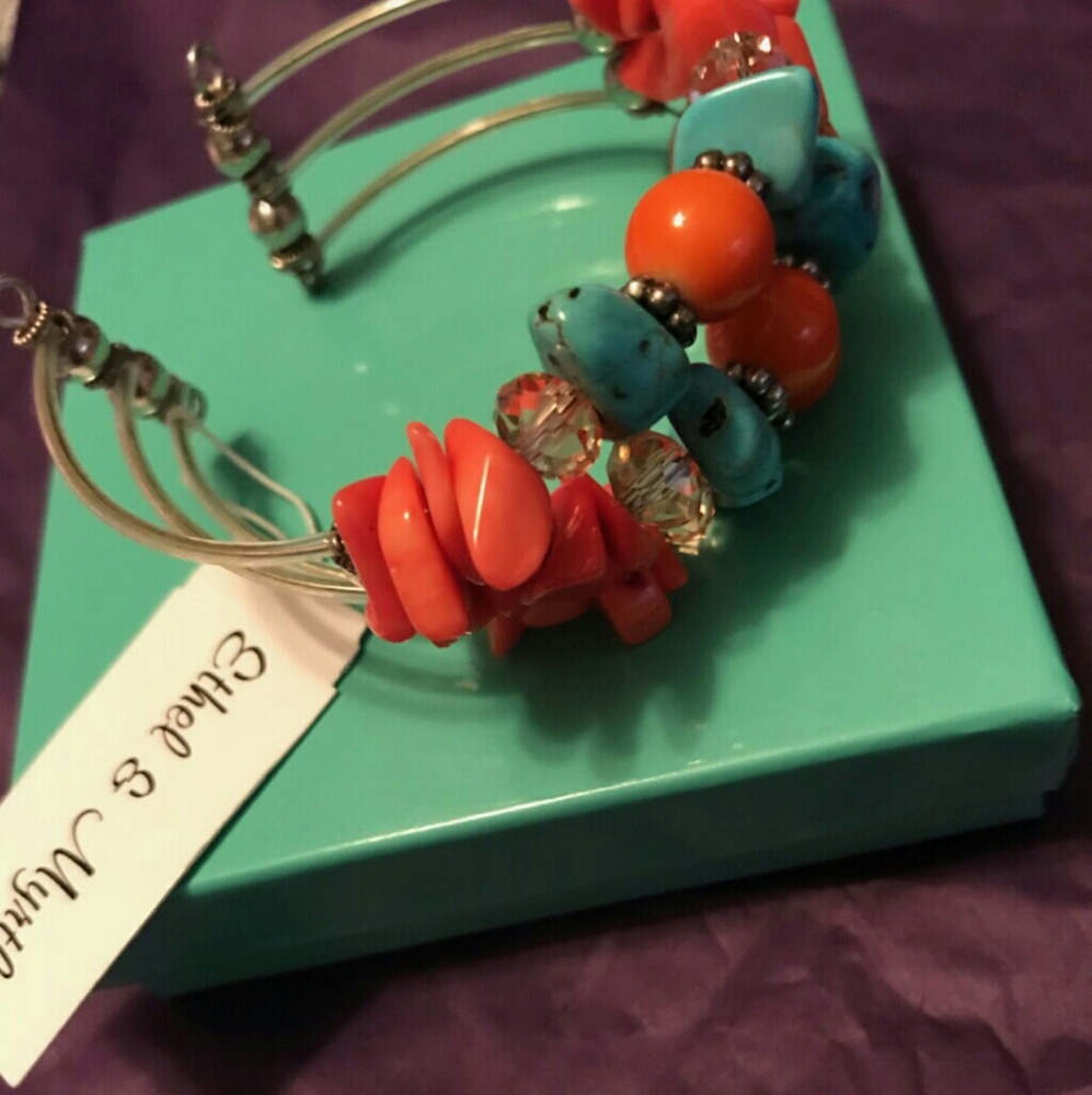 NWT Coral/Turquoise Bangle Bracelet