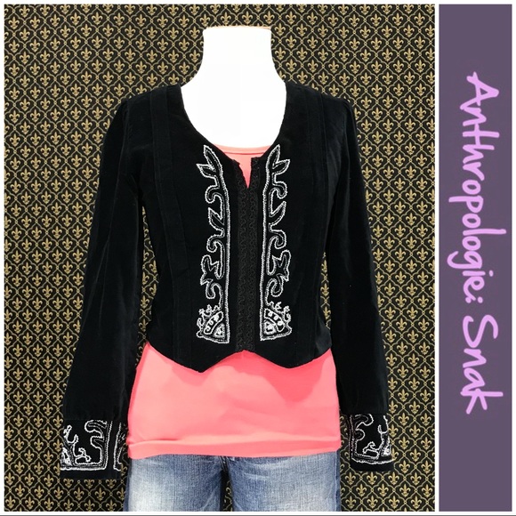 Anthropologie Jackets & Blazers - 2005 Anthro Embroidered Velvet Jacket by Snak