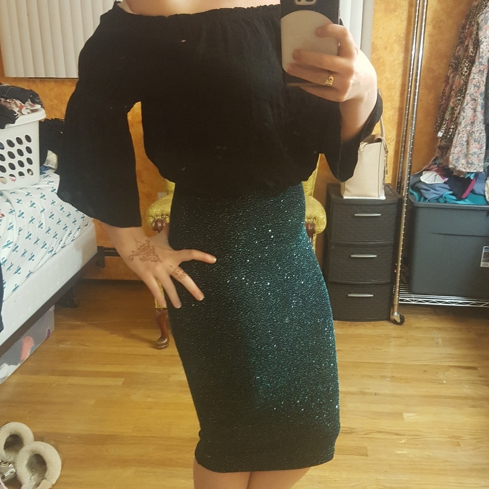 Sexy Teal stretch pencil skirt