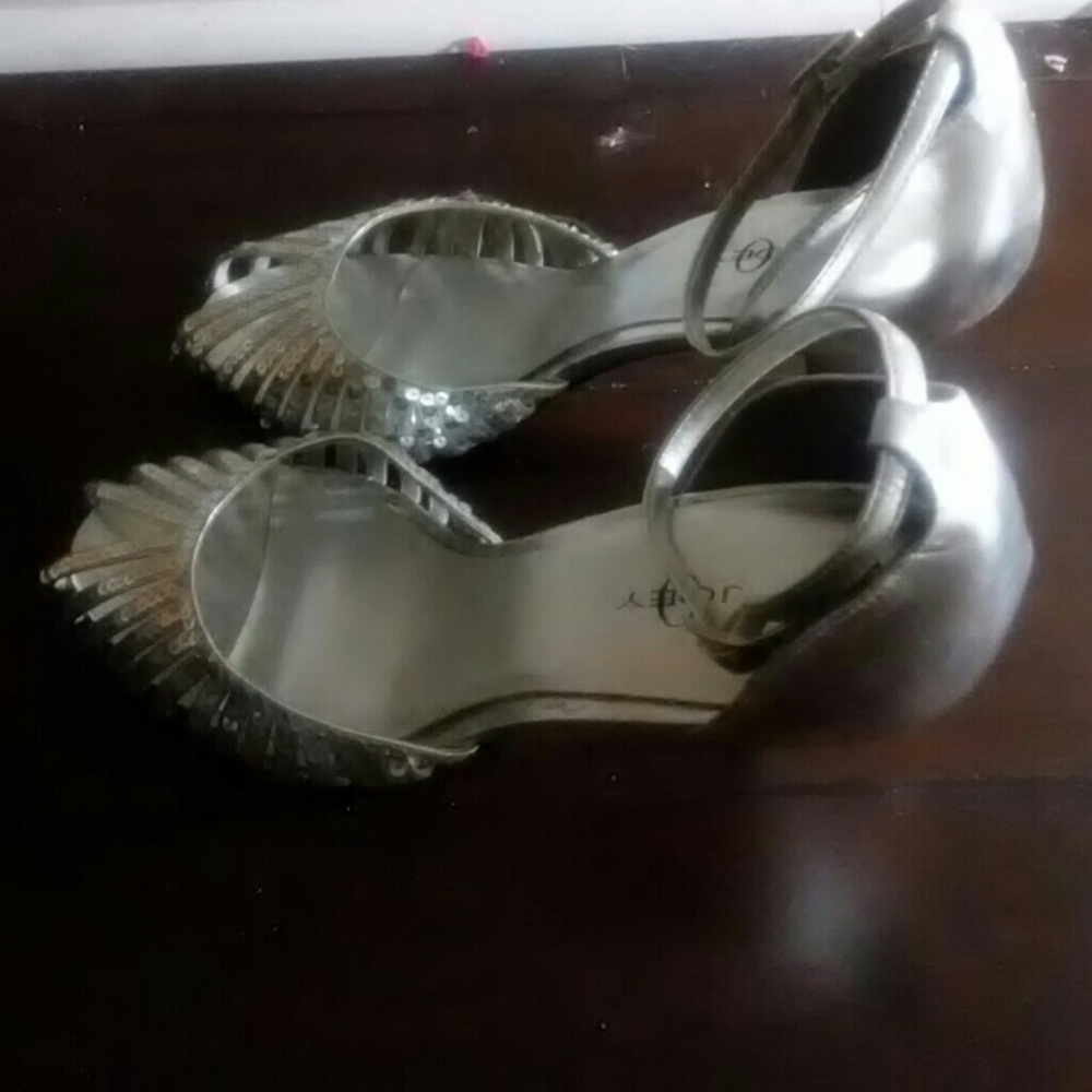 Strapped sequined peeptoe heels