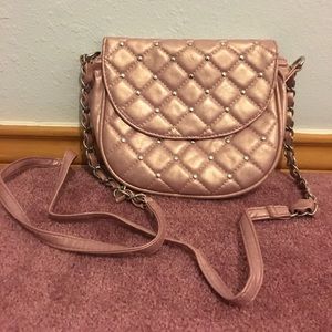 Quilted, pewter crossbody bag