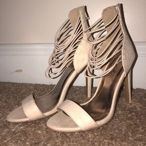 Nude faux snake skin heels