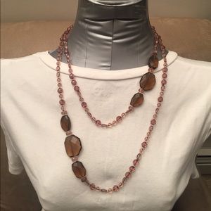 Long Brown Stone Necklace