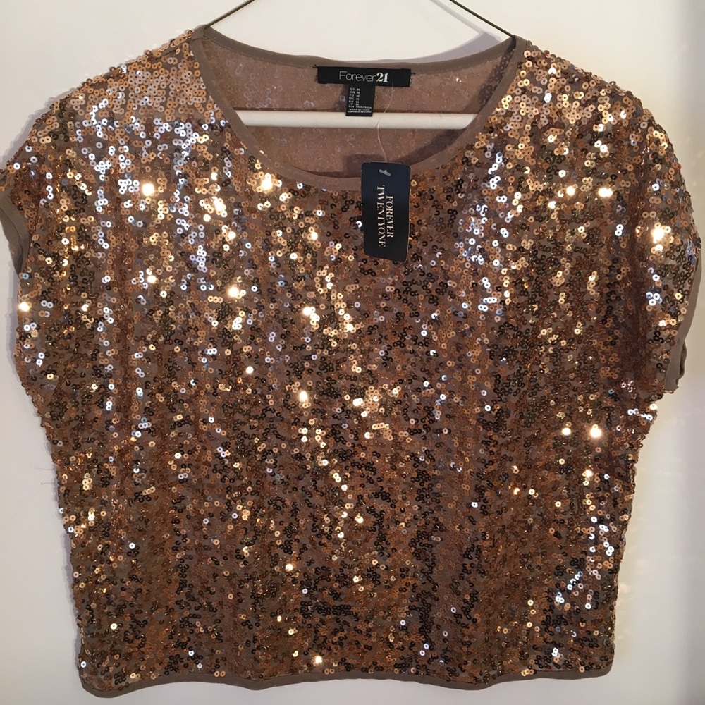 Forever 21 Gold Sequence Top NWT