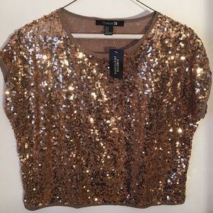 Forever 21 Gold Sequence Top NWT