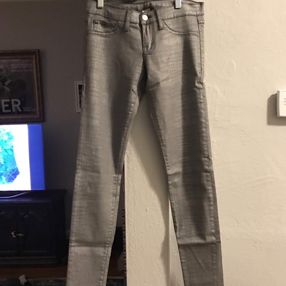 Sparkly silver jeans