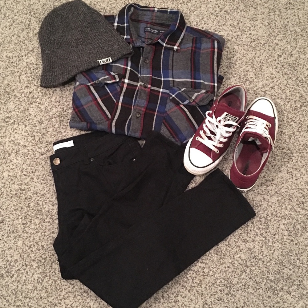 Navy/Maroon/Black Mix Plaid Flannel