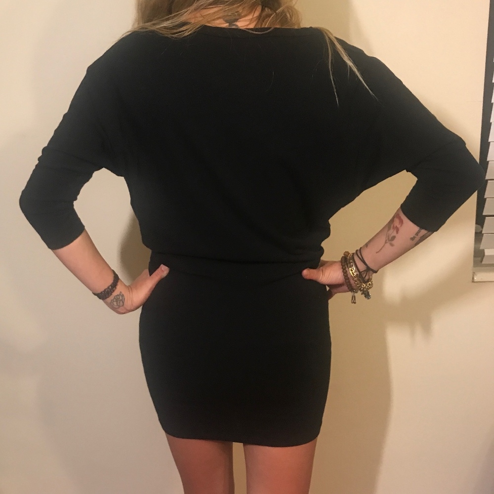 Black Quarter Sleeve, Short Dress  (AA)